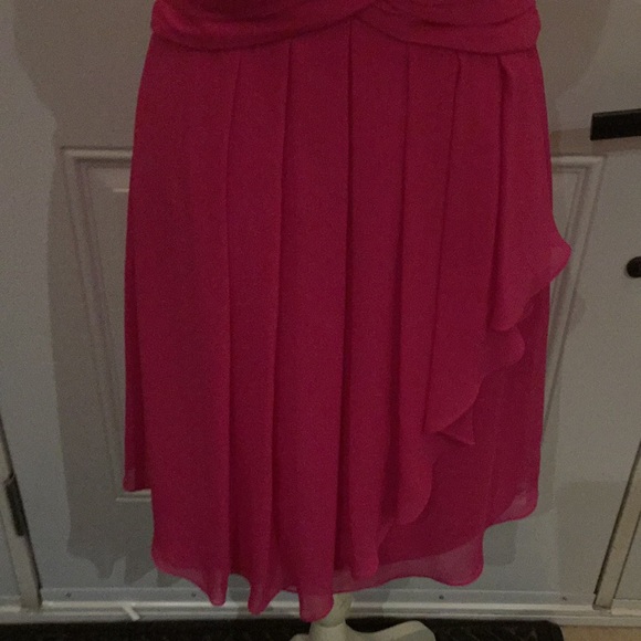 David’s Bridal Begonia Strapless Layered Chiffon Dress Fuschia  Size 8 - Picture 3 of 11